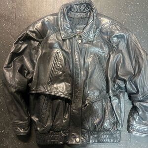 Wilson Black vintage Leather Bomber Jacket